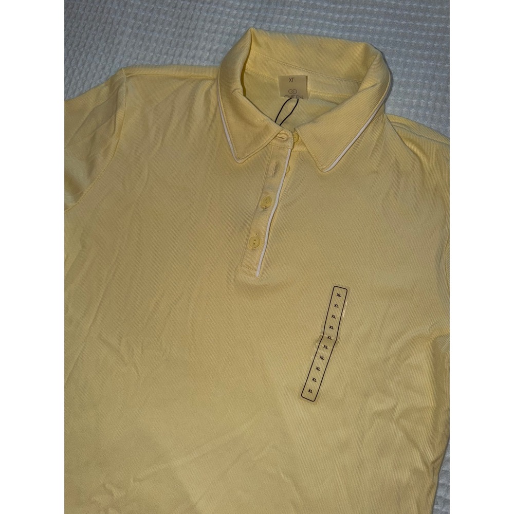 Calia‎ Rib Short Sleeve Polo Womens XL Panna Cotta Yellow Athletic Golf Top NEW
